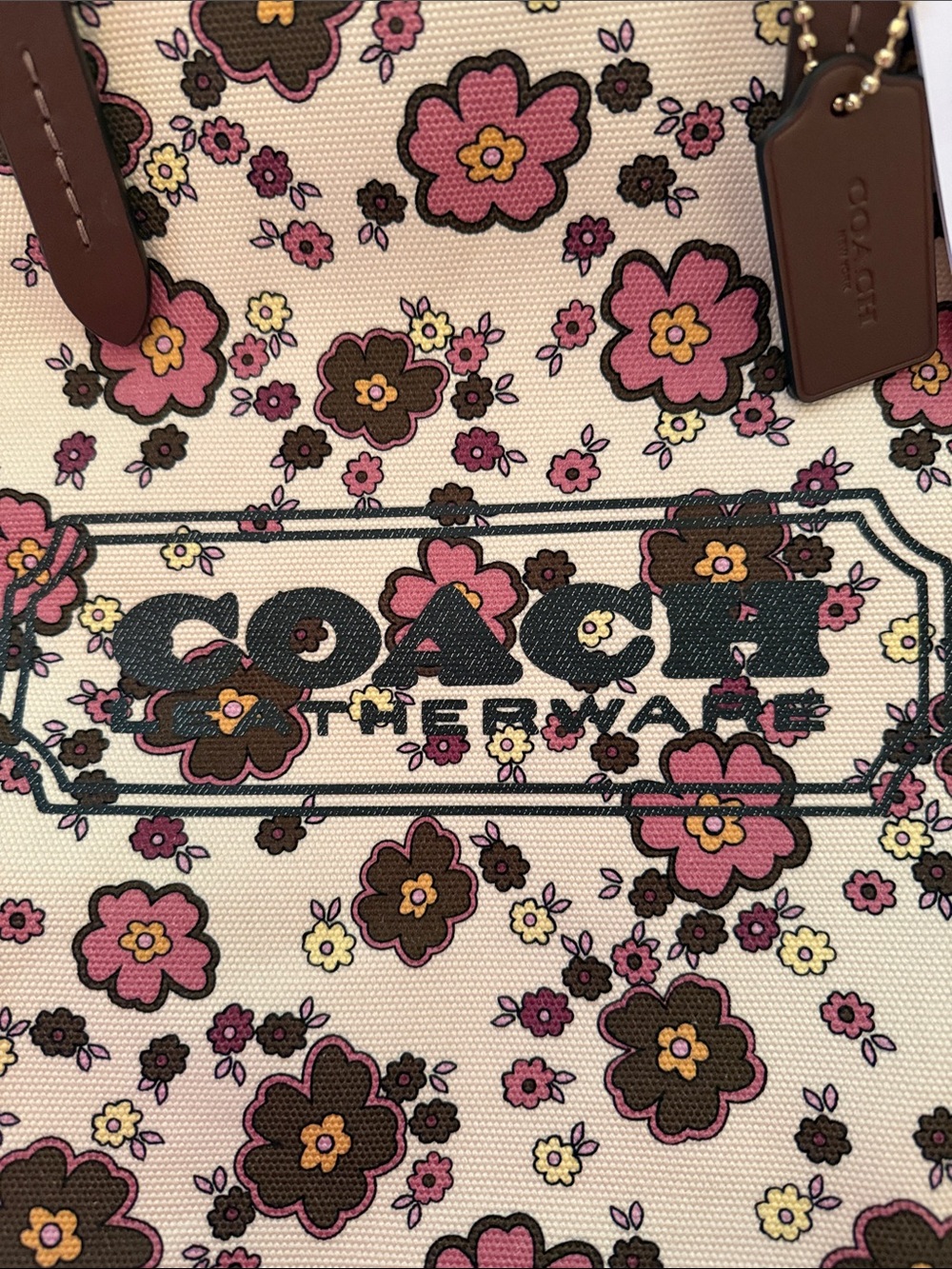 🌸Coach NWT Tropical Floral Print Canvas Tote Bag - Picture 4 of 8